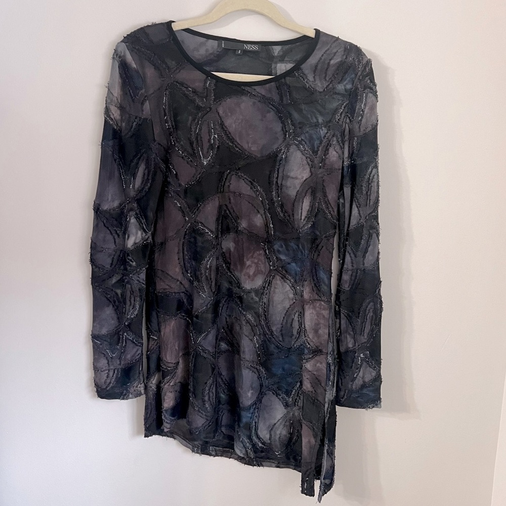 Ness women S Burnout Top Longsleeve Asymmetrical Hem fairy Lagenlook